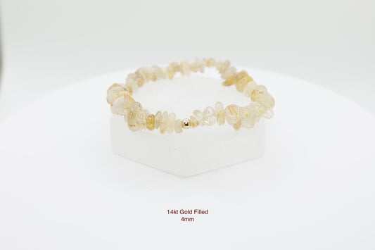 Rutilated Quartz Chip Bracelet | Illuminator Stone | Vibrational Healer | Communication | Handcrafted